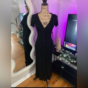 EUC Elegant Black Button-Down Dress